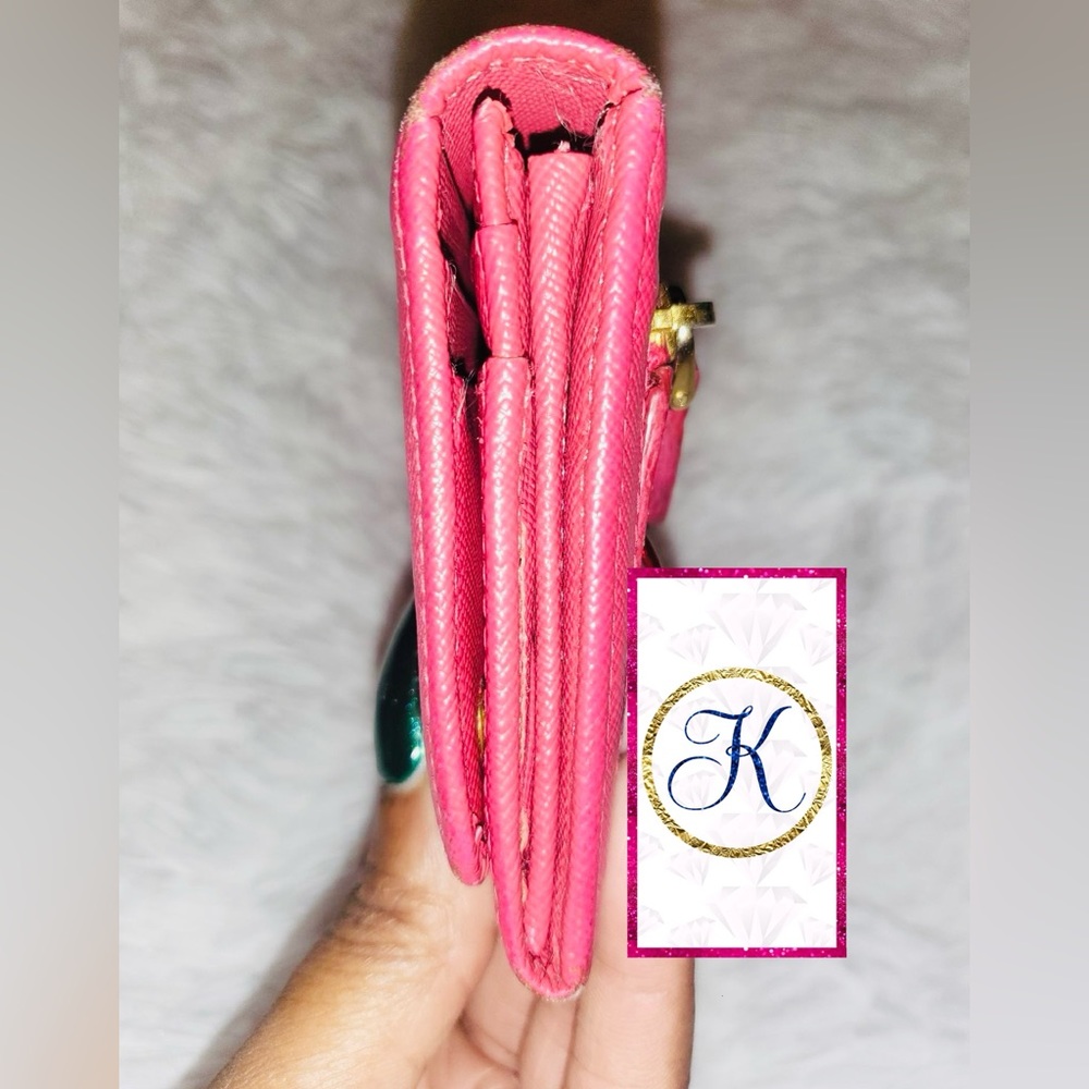 PRADA Leather Wallet, Pink PRADA Saffiano Continental Long Wallet 🎀 - Picture 3 of 9